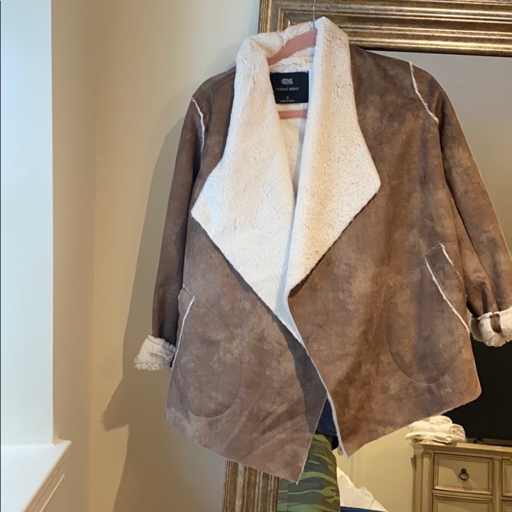Naked Zebra suede jacket with faux fur lining